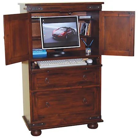 Traditional 2 Drawer Computer Armoire